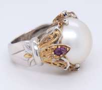 Vintage 925 Sterling Silver Pearl Dome Ring