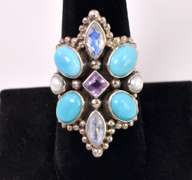 Multi-gem Sterling Silver Ring