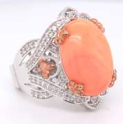 Vintage 925 Sterling Silver Coral Ring