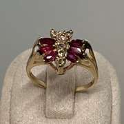 Butterfly Ring with Diamonds and Rubies