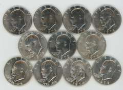 11 Assorted BU Silver Eisenhower Dollars1971-1976