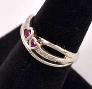 Darling Ruby Heart and Diamond Ring in White Gold