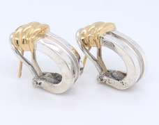 Tiffany & Co 2 Tone Vintage J Hoop Earrings with Omega Back