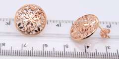 Cute Rose Gold Round Flower Stud Earrings