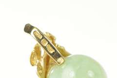 14K Yellow Gold Jadeite Ball Sphere Bamboo Statement Pendant