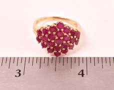 Beautiful Ruby Cluster Ring in 14K Yellow Gold