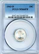 1943-D Silver Mercury Dime in MS66FB