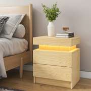 High Gloss Nightstand with 2 Drawers Bedside Table