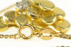 14K Yellow Gold 1950's Geometric Layered Cluster Statement Necklace