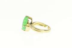 14K Yellow Gold Oval Vibrante Green Syn. Opal Bypass Ring