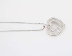 Elegant Diamond Heart Necklace with Baguette and Round Diamonds