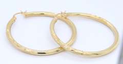 Beautiful Yellow Gold Large Satin Finish Hoop Earrings