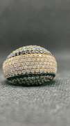 18K TWO TONE DOME RIGHT HAND RING WITH 4.50 CARATS T.W. OF BLACK AND WHITE DIAMONDS