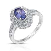1 Ct VVs1 Natural Tanzanite and Genuine Diamond Ring