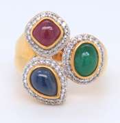 925 Sterling Silver Multi color Gemstone Ring