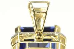 10K Yellow Gold Emerald Sim. Sapphire Diamond Encrusted Pendant