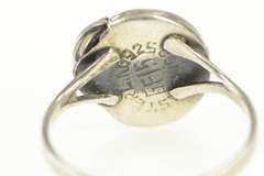 Sterling Silver Taxco Malachite Cabochon Leaf Statement Ring