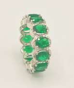 Fancy Green Gemstone & Diamond Eternity Band Ring