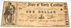 $ 1 State of North Carolina Raleigh 1861 Note