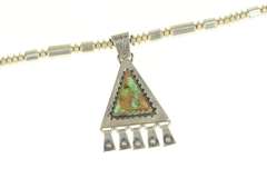 Sterling Silver Triangle Cut Turquoise Native American Fringe Necklace