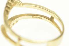 14K Yellow Gold Diamond Chevron Wrap Guard Wedding Band Ring