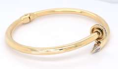 Fabulous Yellow Gold Nail Style Bangle Bracelet with Diamonds