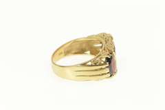 9K Yellow Gold 5.00 Ctw Garnet English Three Stone Squared Ring