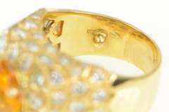 18K Yellow Gold 6.00Ctw Orange Sapphire Diamond Honeycomb Ring