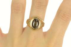 14K Yellow Gold 5.00 Ct Black Star Sapphire Chinese Happiness Ring