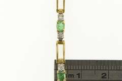 14K Yellow Gold Oval Natural Emerald Diamond Accent Tennis Bracelet