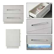 High Gloss LED Light Nightstand With 2 Drawers