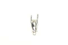 Sterling Silver 3D Rock & Roll Hand Sign Symbol Charm/Pendant