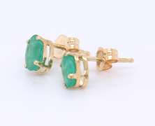 Amazing Yellow Gold approximate 0.50ctw Emerald Stud Earrings
