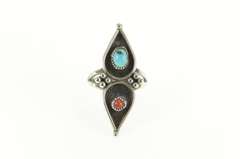 Sterling Silver Southwestern Turquoise Coral Ornate Ring