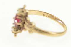 14K Yellow Gold Victorian Syn. Ruby Seed Pearl Statement Ring