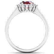 Elegant 14 Kt White Gold Ruby Diamond Ring