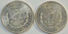 Choice BU 1888-O & 1890-O Morgan Silver Dollars. Nice