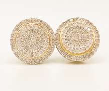 Flashy 14kt Solid Gold & 2.50+ Carat Diamond Stud Earrings
