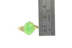 14K Yellow Gold Oval Vibrante Green Syn. Opal Bypass Ring