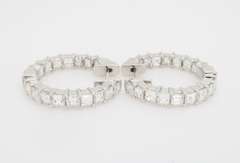 Rare Carré cut Diamond Hoop Earrings made in 18k White Gold