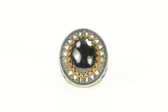 Sterling Silver Hematite Turquoise Geometric Cocktail Ring