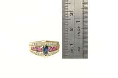 10K Yellow Gold 1.90 Ctw Sapphire Ruby Diamond Engagement Ring