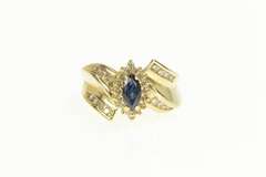 14K Yellow Gold 1.25 Ctw Marquise Sapphire Diamond Vintage Ring