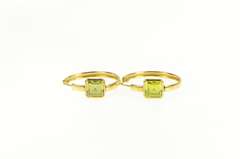 18K Yellow Gold Princess Peridot Statement Hoop 30.0mm Earrings