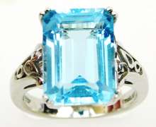 Sterling Ring with Large Blue Topaz, Size7