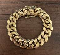 Large 14kt Solid Yellow Gold Miami Cuban Link Bracelet- 88.0 Grams!
