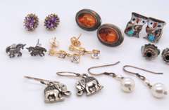 Group Lot of Vintage 925 Sterling Silver Earrings
