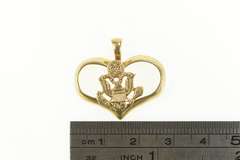 14K Yellow Gold United States Eagle Seal Heart Vintage Pendant