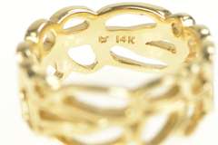 14K Yellow Gold Geometric Oval Pattern Designer Men's Band Ring