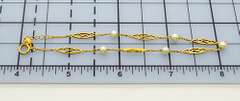 Vintage 18k Yellow Gold Bracelet With Cultured Pearls and Expandable Chain